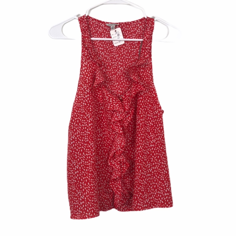 I LOVE H81 womens  sleeveless red and white RUFFLE